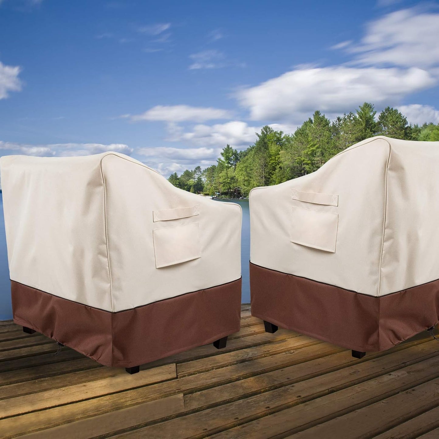 Patio Chair Covers - Waterproof Outdoor Furniture Protection | Fits Up to 32" W x 37" D x 36" H | 2-Pack
