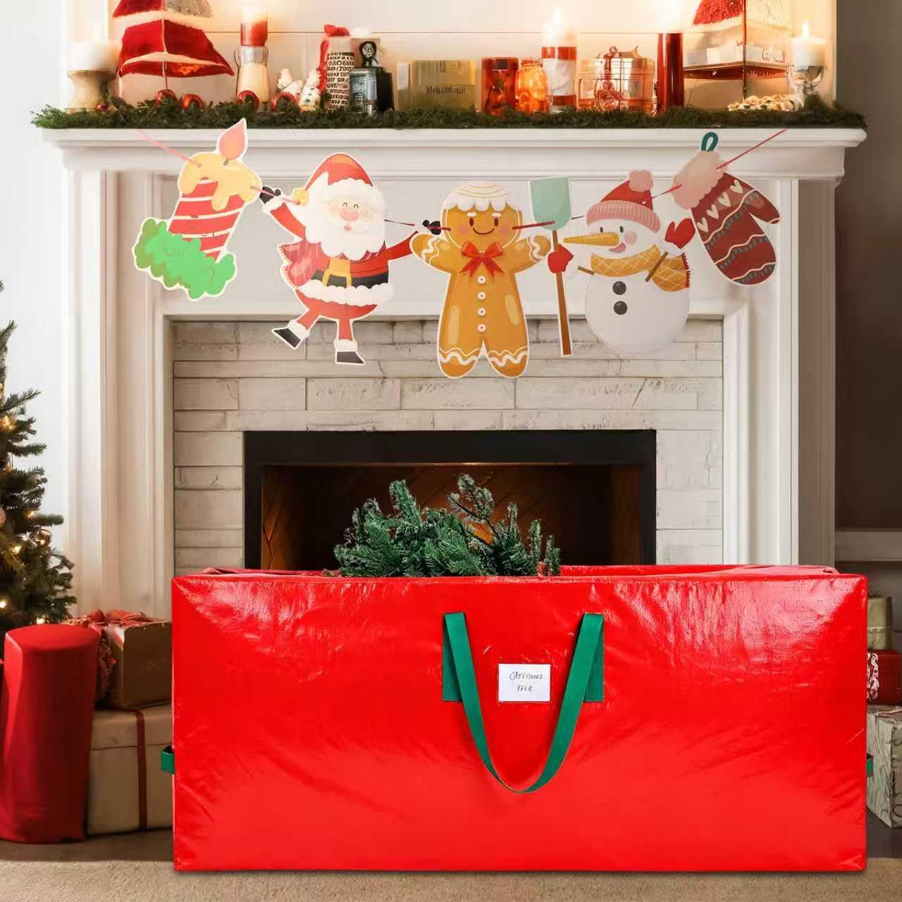 KRYSTY Christmas Tree Storage Bag - Durable Heavy-Duty Design for 9 ft Trees | Protects Against Dust & Moisture - Red