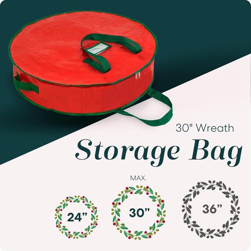 Handy Laundry Christmas Wreath Storage Bag - 2-Pack Durable Tarp with Zipper & Sturdy Handle | 30" Dust & Pest Protection