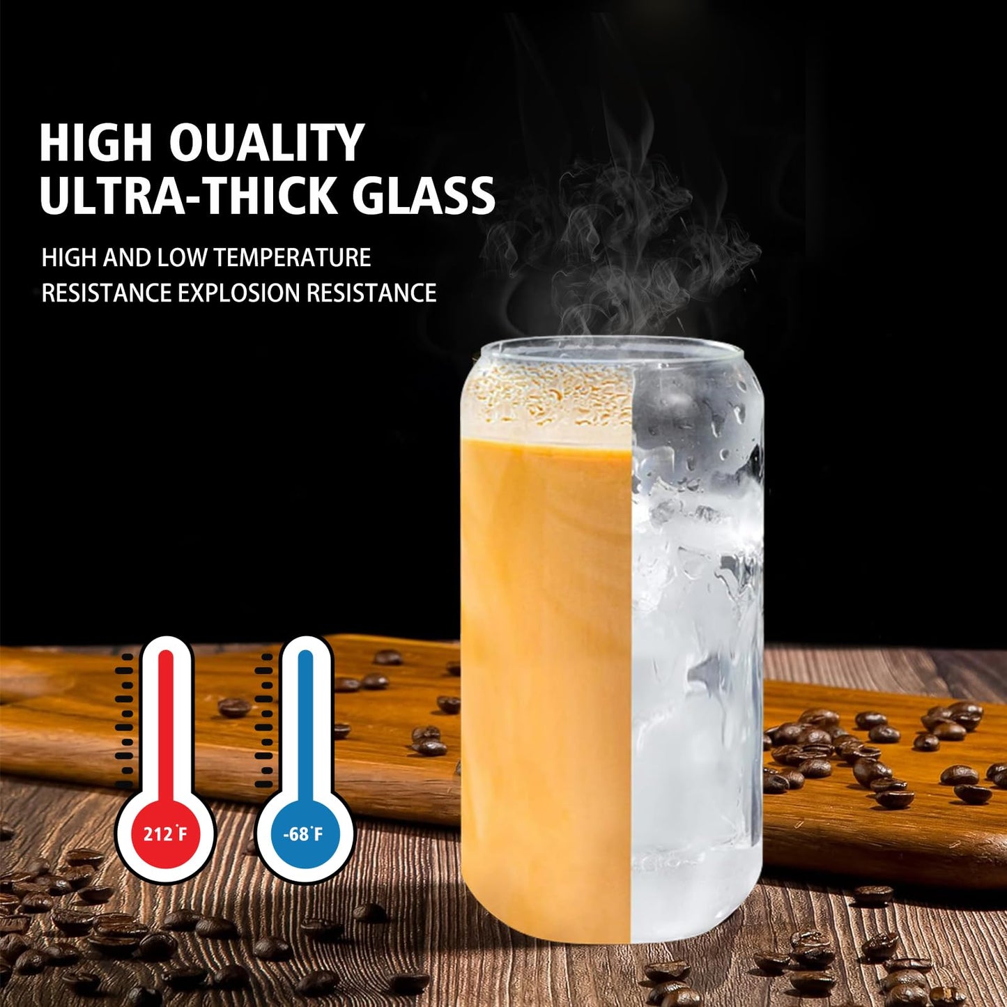DAMCONME Glass Tumbler with Lid and Straw, 16 oz Reusable Iced Coffee Cup with Bamboo Lid, Brown Silicone Sleeve and Cleaning Brush, for Cold Brew and Iced Drinks, Neutral Coffee Aesthetic