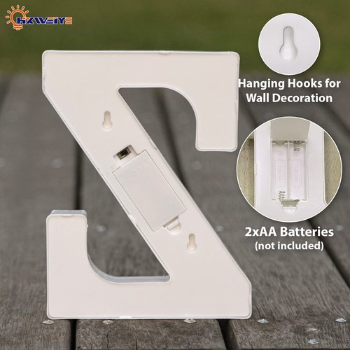 HXWEIYE LED Marquee Letters Lights Sign Z, 26 Alphabet Light Up Letter and Number 0-9 Number Warm White Led Letters for Bar Party Birthday Home Wedding Décor