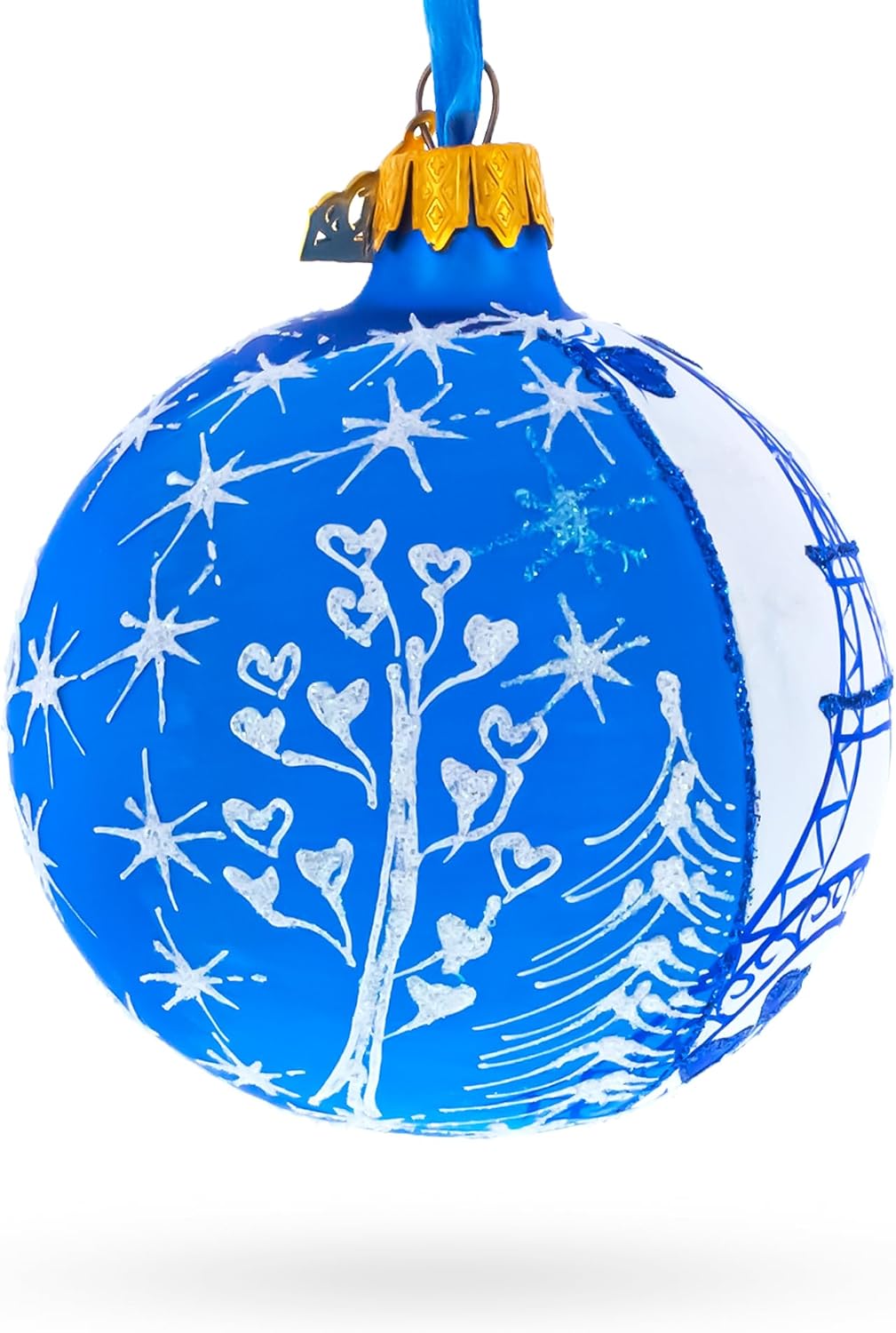 Eiffel Tower Glass Ball Christmas Ornament - 3.25 Inch Paris Souvenir