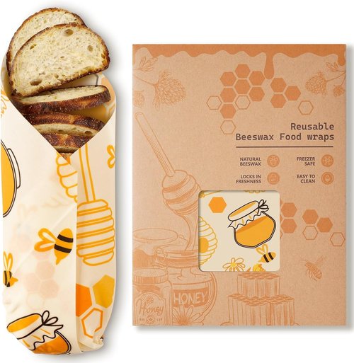 Beeswax Wraps - Eco-Friendly Reusable Bread Bag & Sandwich Wrap | Organic Sustainable Food Storage