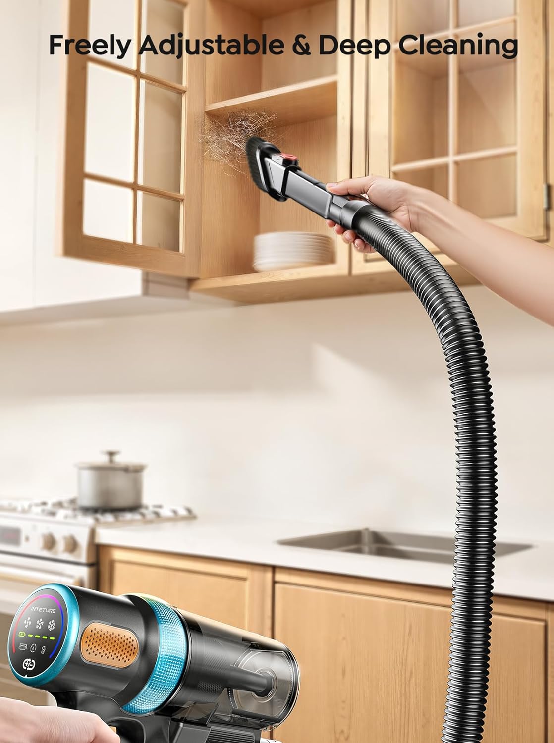 Skiennix Cordless Vacuum Cleaner - 650W, 55KPA Suction Power, 70 Mins Runtime, LED Touch Screen, Wall Charging Station