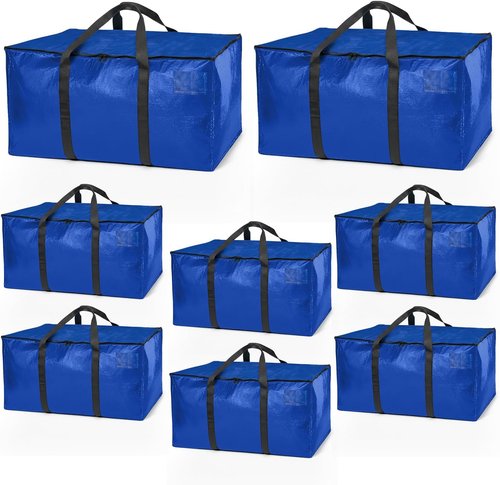 ClearSpace Heavy Duty Moving Bags - Large Storage Bags with Backpack Straps & Zippers | 8 Pack for Moving & Travel