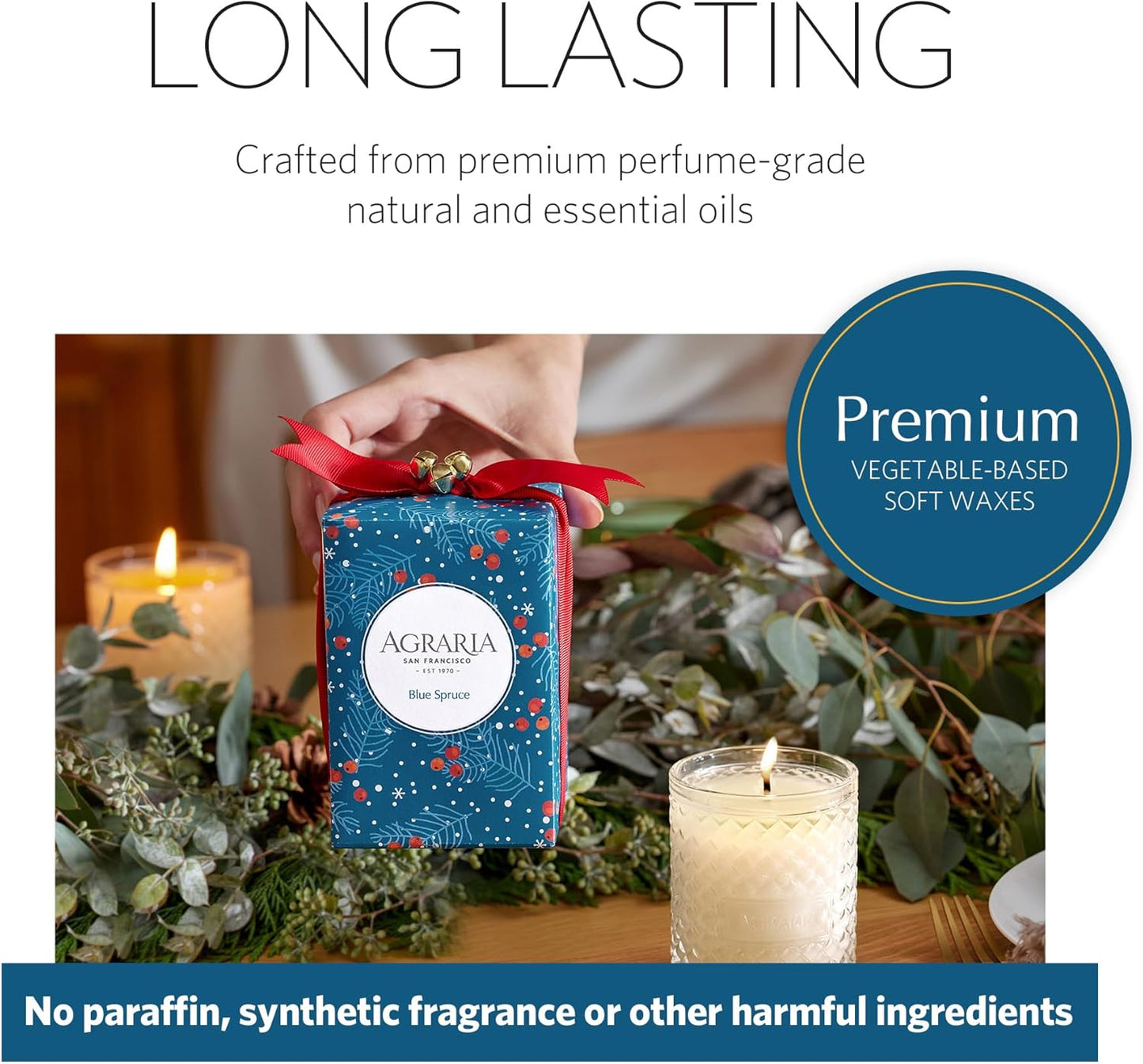 AGRARIA Scented Candles, 7 Oz, Long-Lasting Scented Candles for Home, Elegant Home Fragrance Gifts for Men and Women
