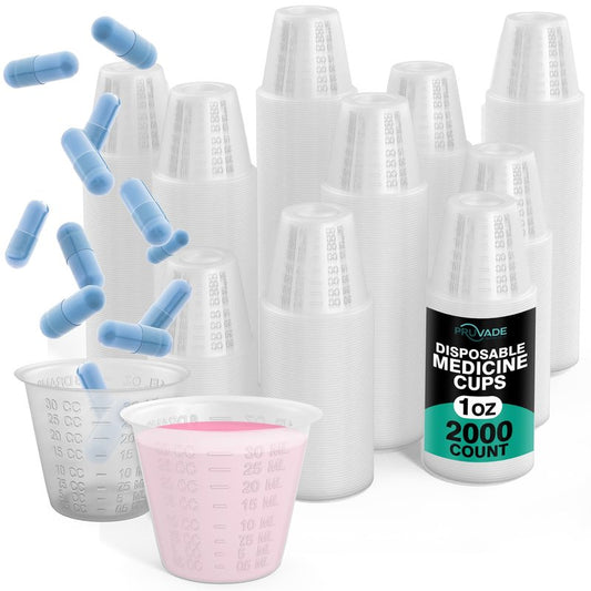 [2000 Pack - 1 oz.] Pruvade Disposable Medicine Cups with Graduated Dosage Lines for Pills or Liquid, Single Serve Measuring for Home, Nurse, Hospital, Medical Care, Resin Mixing, Mouthwash |2000 Pack