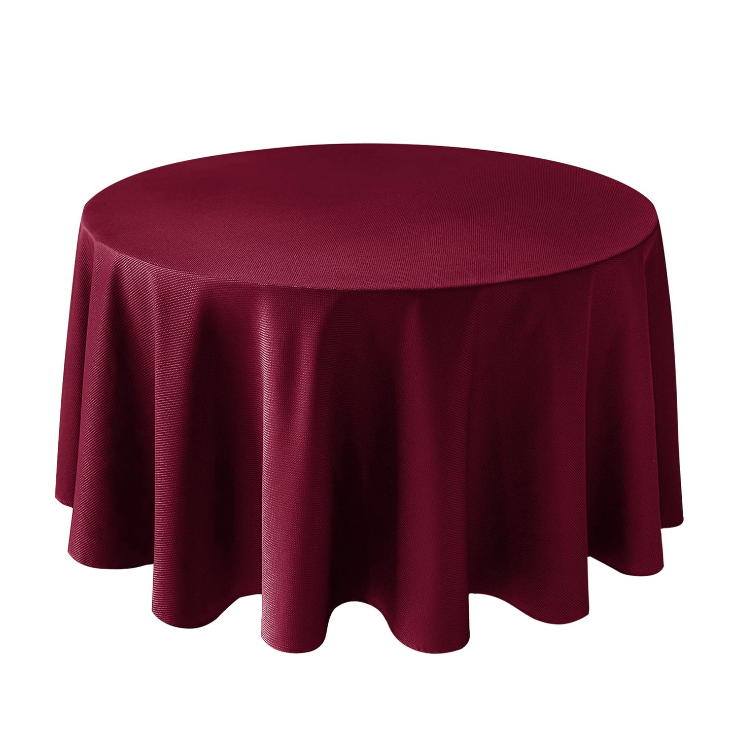 Biscaynebay Textured Fabric Christmas Round Table Cloth 90", Burgundy Water Resistant Washable Folding Table Cloths for Dining, Kitchen, Wedding & Parties Machine Washable