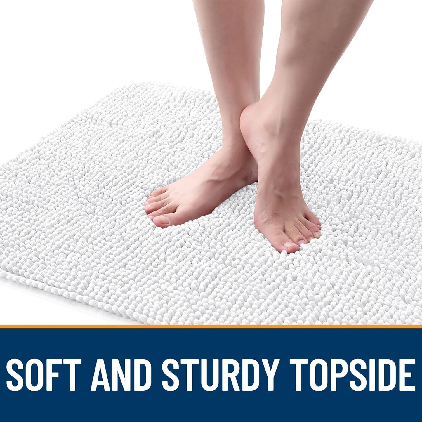 OLANLY Dog Door Mat - Absorbent Non-Slip Mud Mat for Indoor Use | Quick Dry Chenille, 30x20, White
