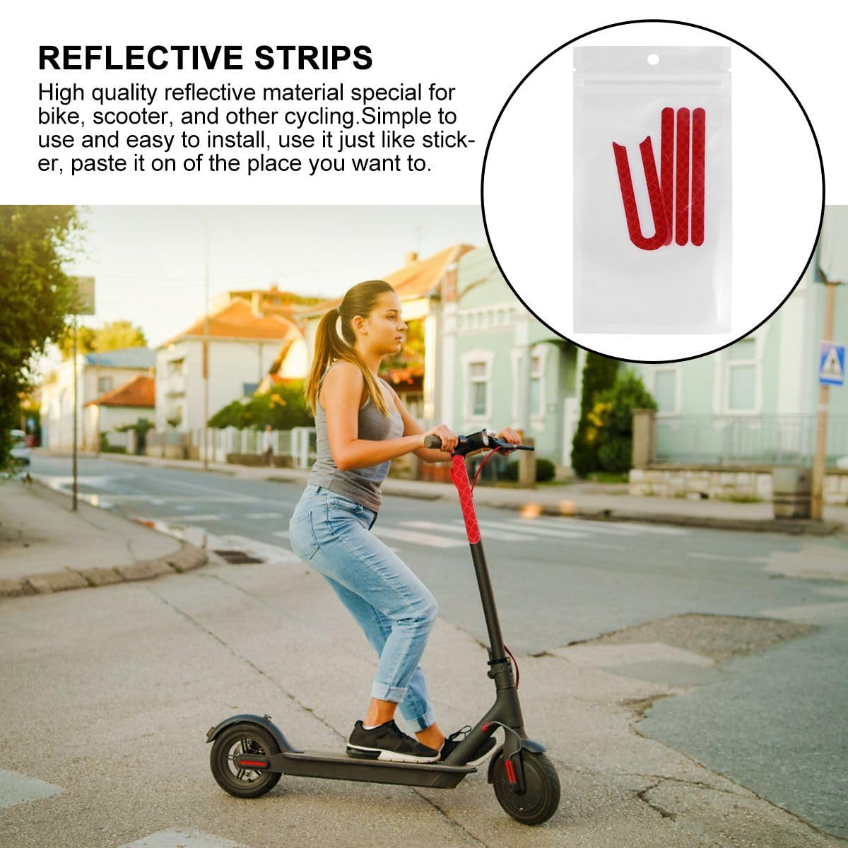 Abaodam Scooter Reflective Strips 5 Pack Waterproof Bike Warning Stickers Cycling Reflective Decals for Night Safety Visibility