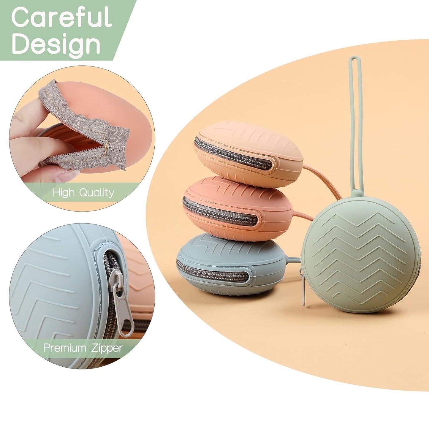 Skiennix Silicone Pacifier Holder Case - BPA-Free Portable Pouches for Newborns | Light Grey & Tradewinds