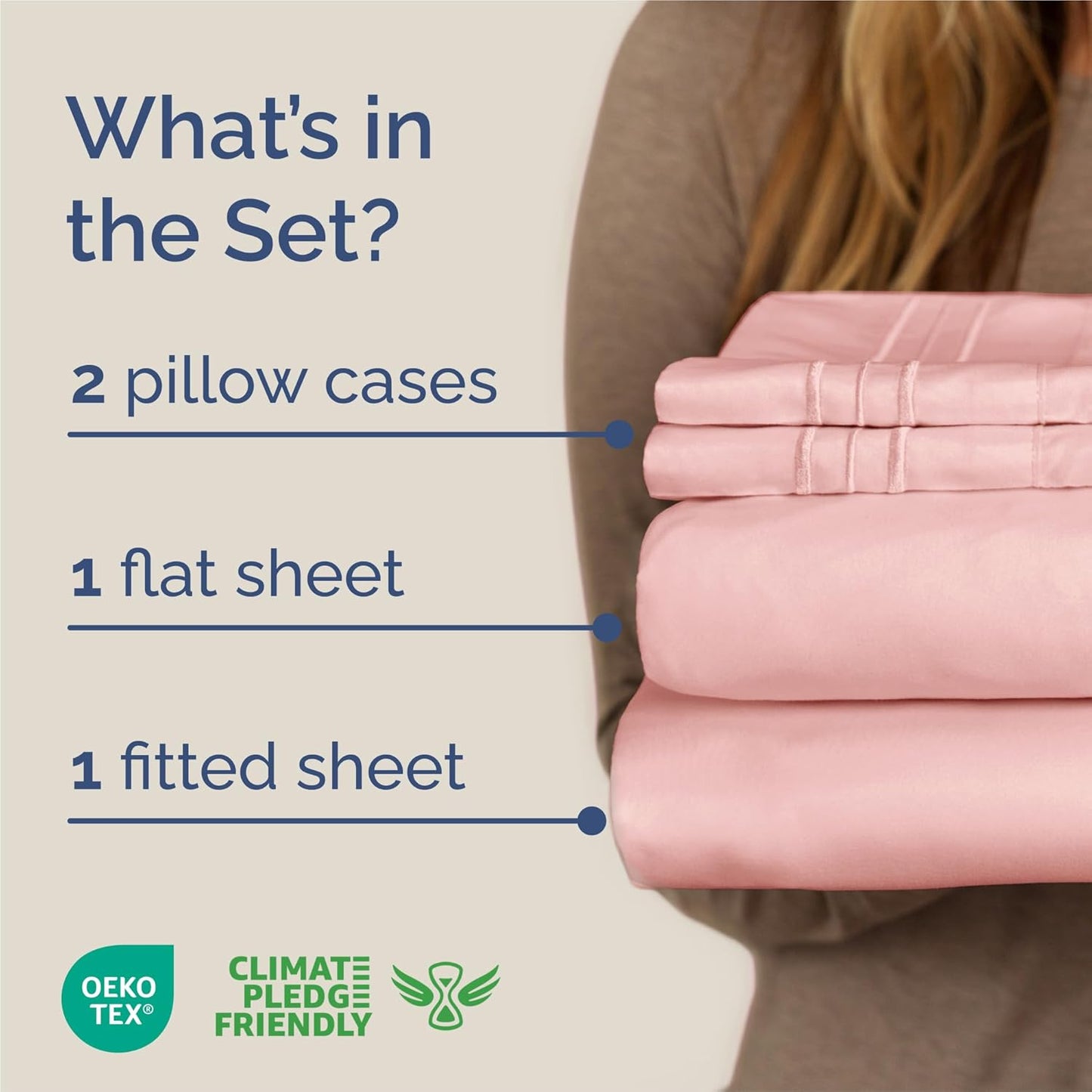 King Size 4 Piece Sheet Set - Ultra-Soft Cooling Bed Sheets | Hotel Luxury Bedding - Baby Pink
