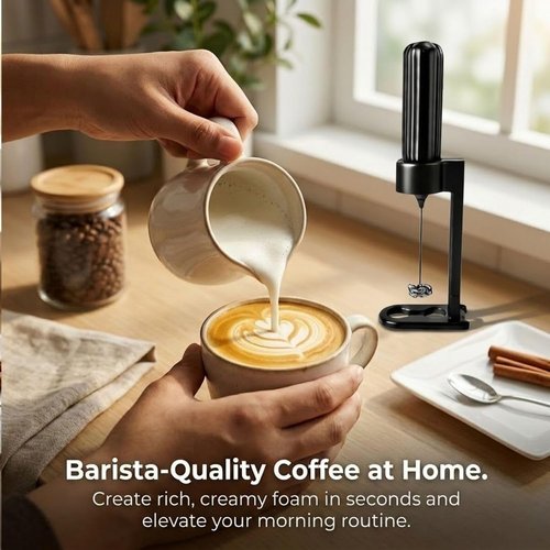 AllreLi Electric Milk Frother - Handheld Foam Maker with Stand & 2 Whisks for Coffee, Latte, Cappuccino, Matcha