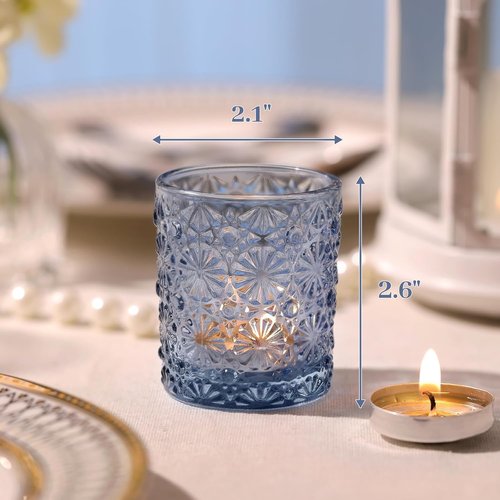 Blue Votive Candle Holders by [Brand Name] - Set of 12 for Weddings, Parties & Home Decor