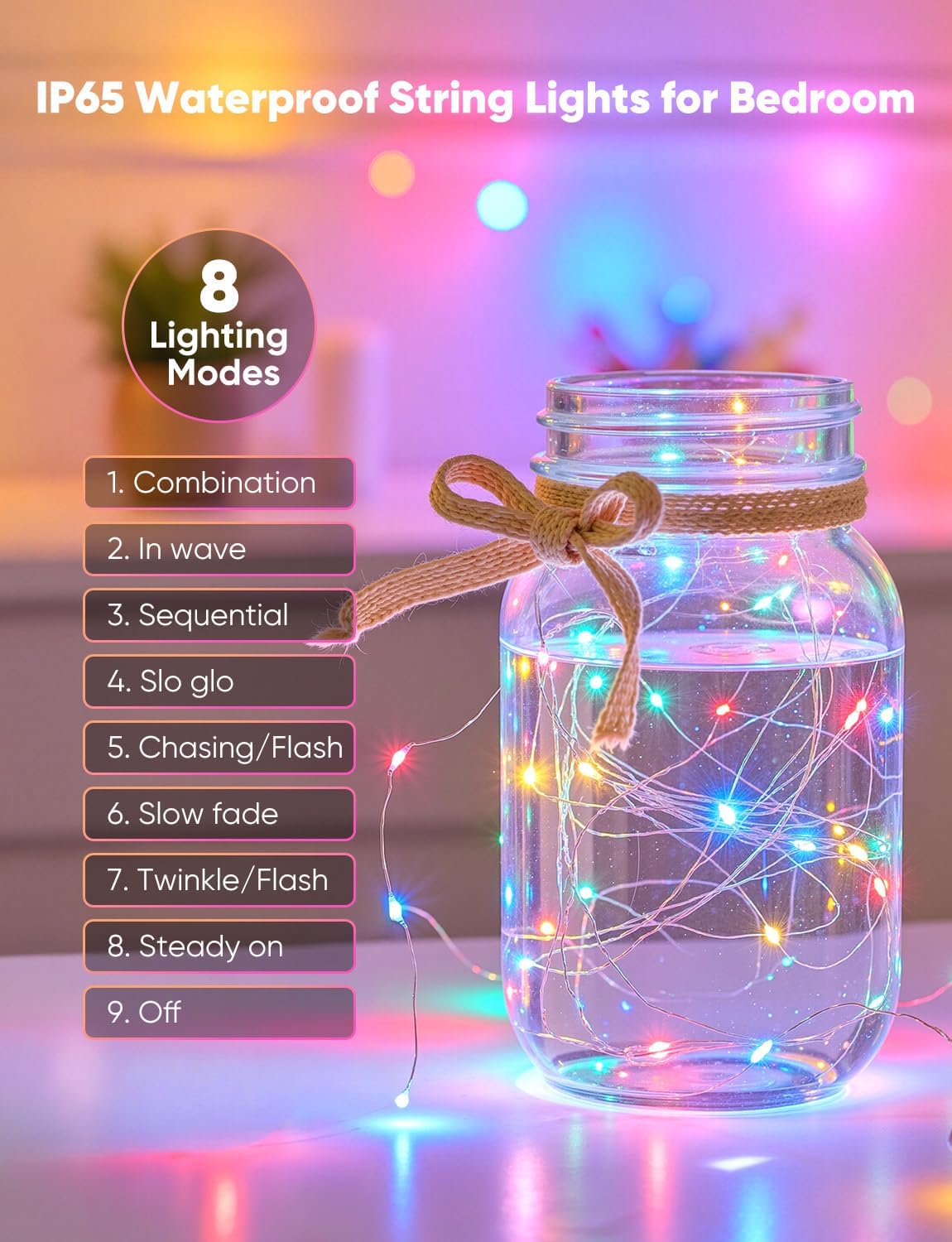 Minetom 20 LED Fairy Lights - 7ft Battery Operated Pastel Christmas & Easter Decor | Waterproof Silver Wire