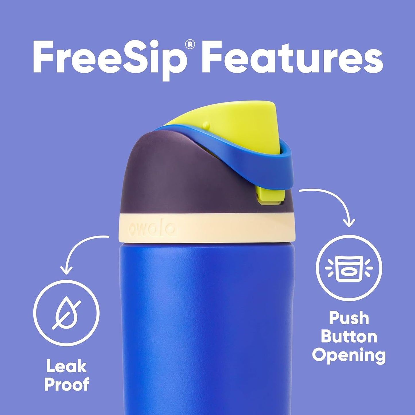 Owala Kids FreeSip Water Bottle - Insulated Stainless Steel with Straw, BPA-Free, 16 oz | Celestial Sphere