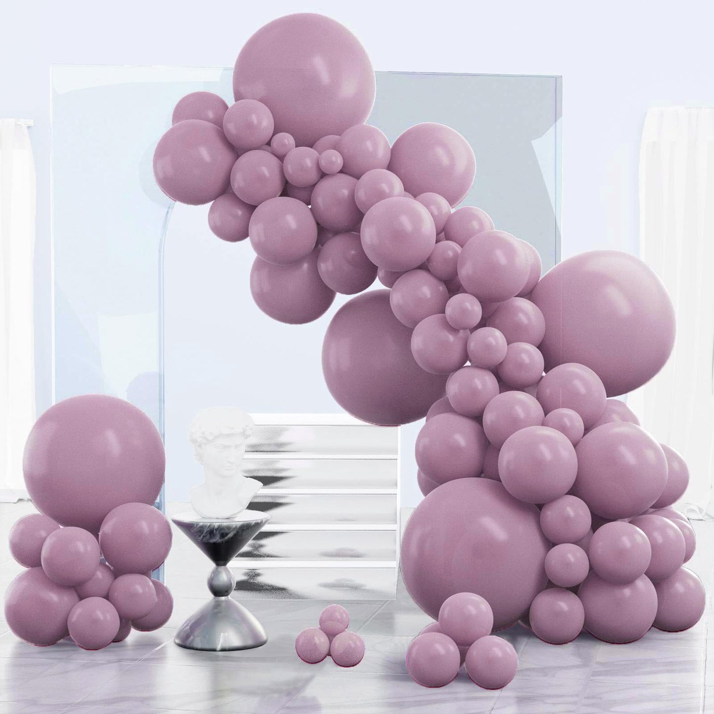 PartyWoo Dusty Purple Balloons 140pcs Different Sizes Pack of 18 12 10 5 Inch Lavender Boho Neutral Balloon Arch Kit for Baby Shower Graduation Butterfly Fairy Birthday Party Decorations Purple-F29