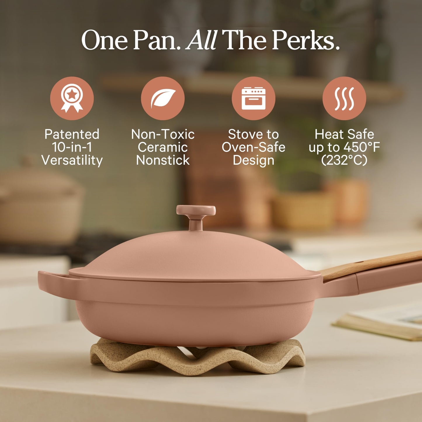 Our Place Always Pan 2.0 | 10.5" Ceramic Pan with Modular Lid, Steamer Basket & Spatula | Patented 10-in-1 Nonstick, Non-Toxic Cookware Made Without PFAS | Induction & Oven-Safe up to 450°F | Spice