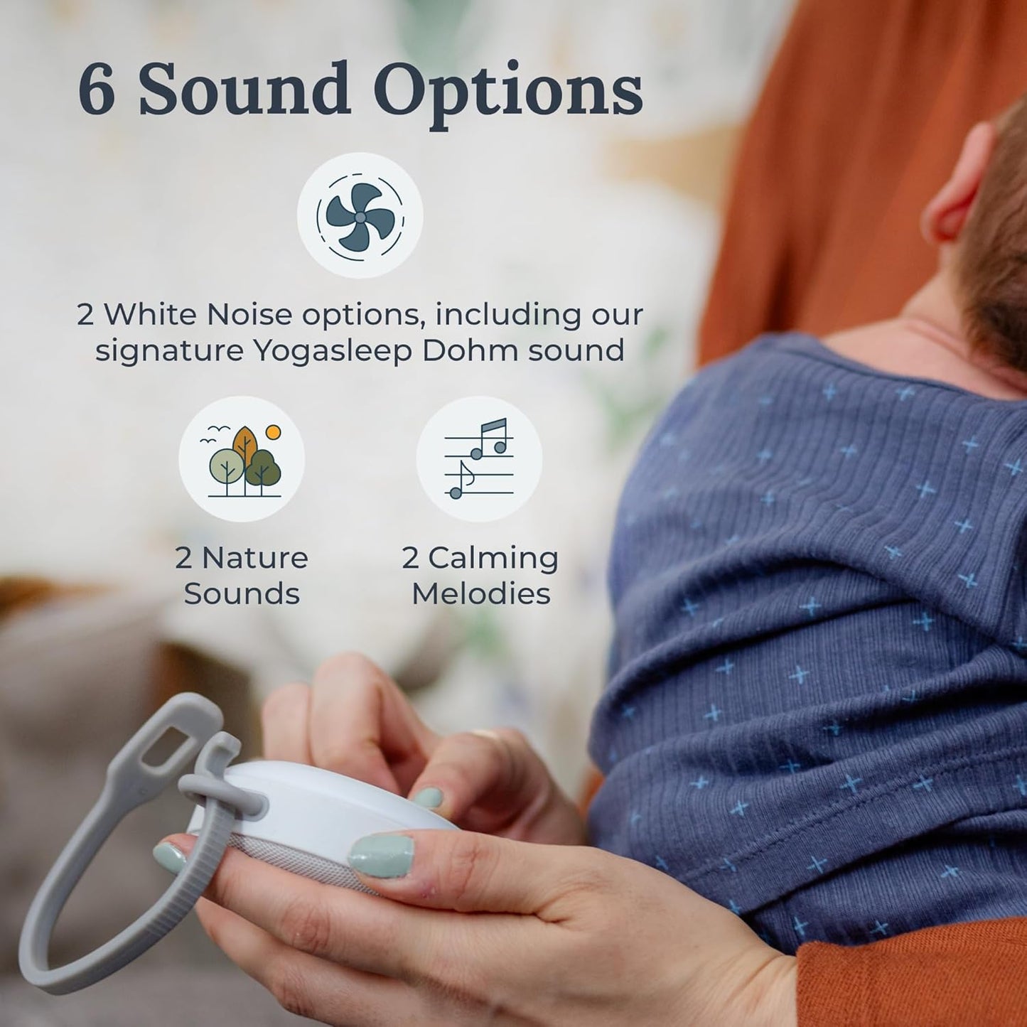 Yogasleep Hushh 2 Portable Sound Machine - Night Light & 6 Soothing Sounds | Easy Timer & Volume Control