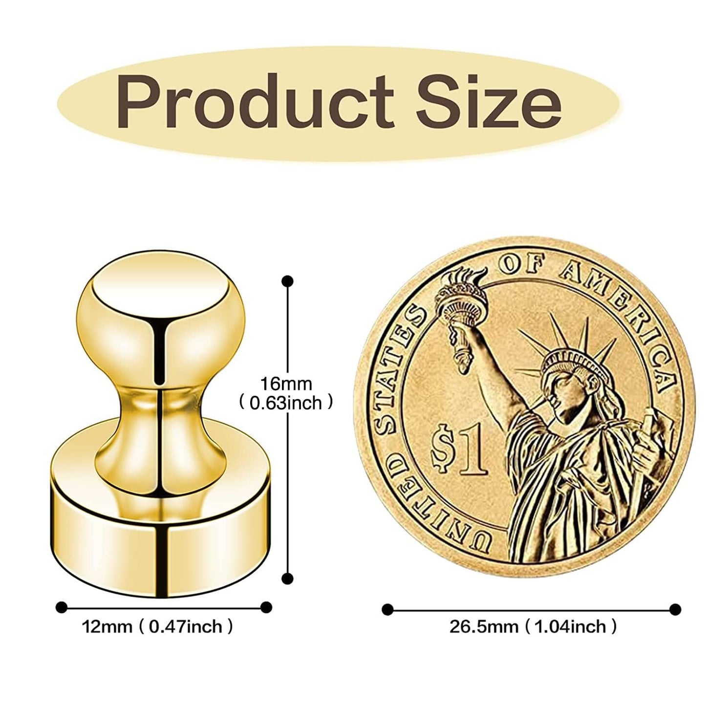 LOVIMAG Fridge Magnets 25 Pcs Refrigerator Whiteboard Small Strong Magnet Classroom Kitchen Accessories Decorative Locker Set Decor Must Haves Office Calendar Refrigerador Magnetic Cute Crafts Gold