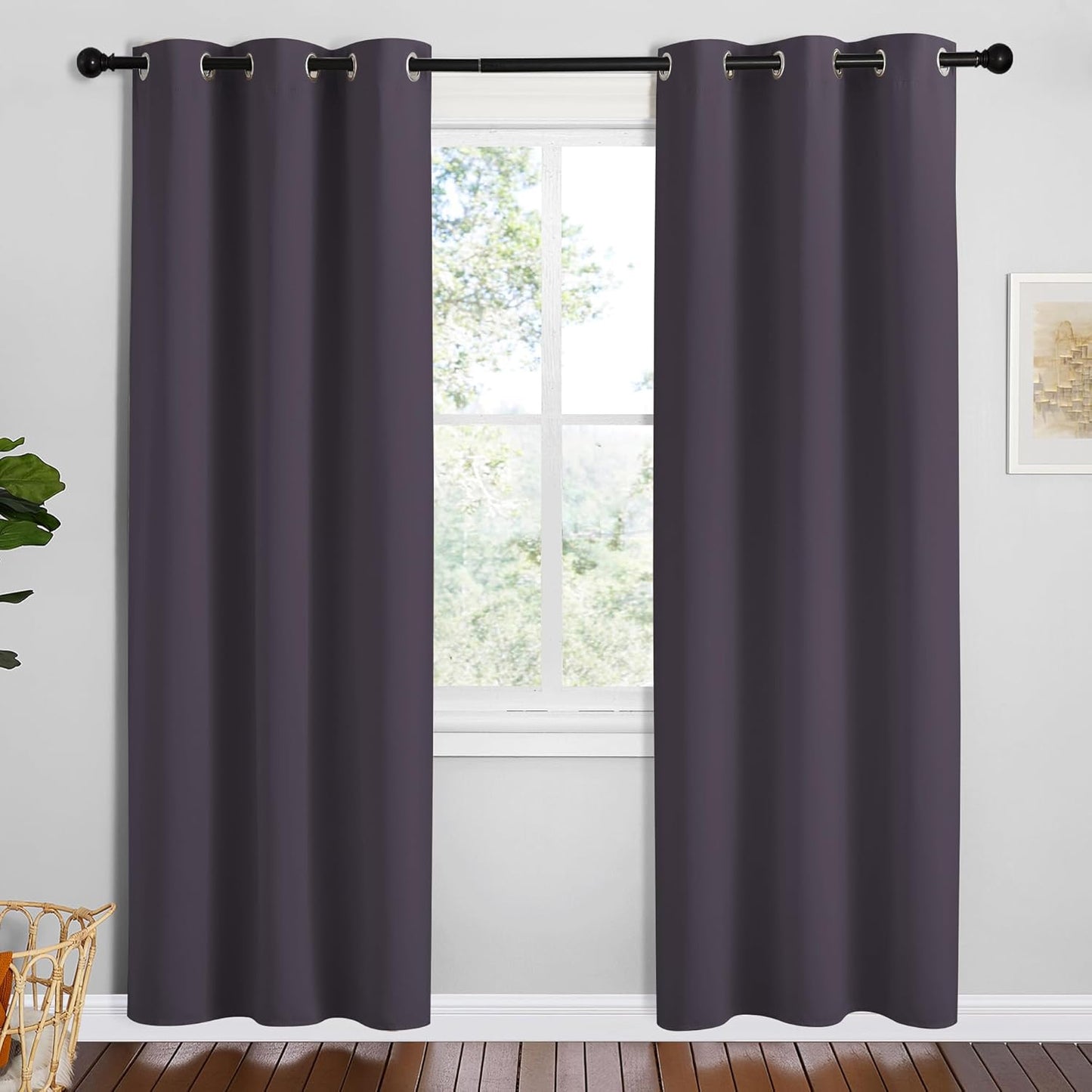 NICETOWN Greyish Purple Blackout Curtains - Thermal Insulated Drapes for Playroom | 72" Length, 34" Wide, 2 Panels