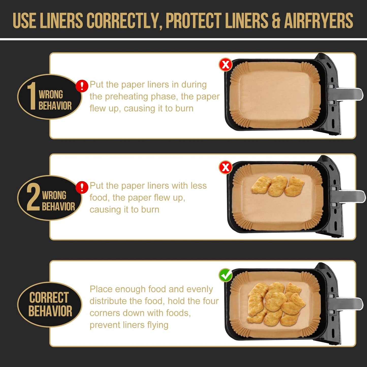 MMH Air Fryer Liners - 150PCs for Ninja DZ071 & AD600CO | Includes 100 Small & 50 Large Disposable Paper Liners