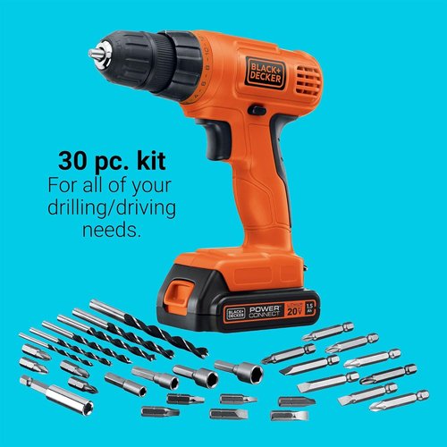 BLACK+DECKER 20V MAX POWERCONNECT Cordless Power Drill & Electric Screwdriver - 30 Piece Bit Set Included