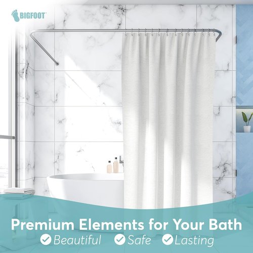 BigFoot Shower Curtain Hooks - 12 Rust-Resistant Stainless Steel Rings for Easy Glide & Secure Hold | Fits Any Shower Rod