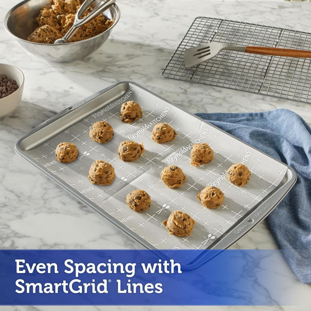 Reynolds Kitchens Cookie Baking Sheets - Pre-Cut Parchment Paper for Easy Cleanup | 12" x 16", 22 Count