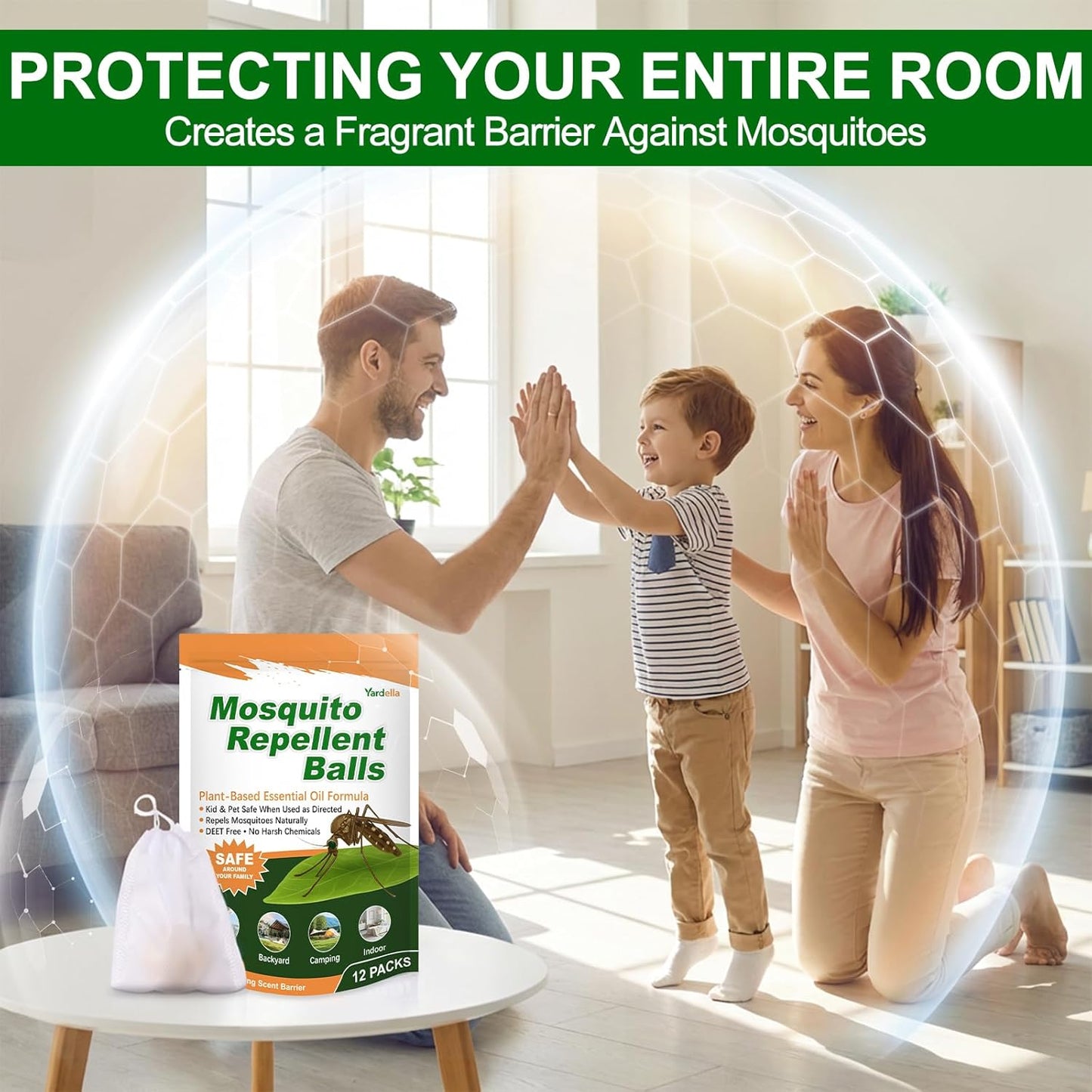 **Mosquito Repellent Balls - Powerful 12-Pack Peppermint & Citronella Oil Deterrent | Safe for Kids & Pets**