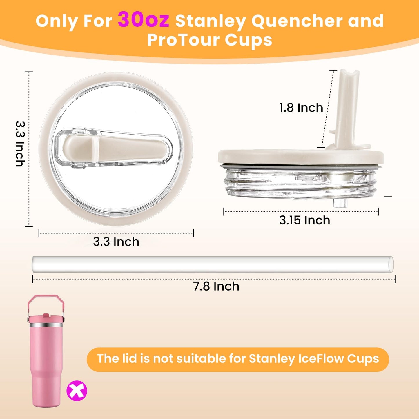 ANTAND 2 Pack Leak Proof Lid for 30oz Stanley H2.0 Quencher,No Spill Flip Straw Lid Replacement for Stanley Cup Accessories 30 oz Tumbler Lid Replacement Straw Cover Cap for Stanley Lids(Black,Black)