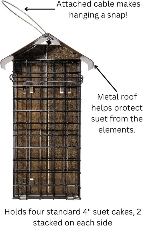 JCs Wildlife Metal Suet Cage - Durable Four Cake Design in Elegant Bronze Finish