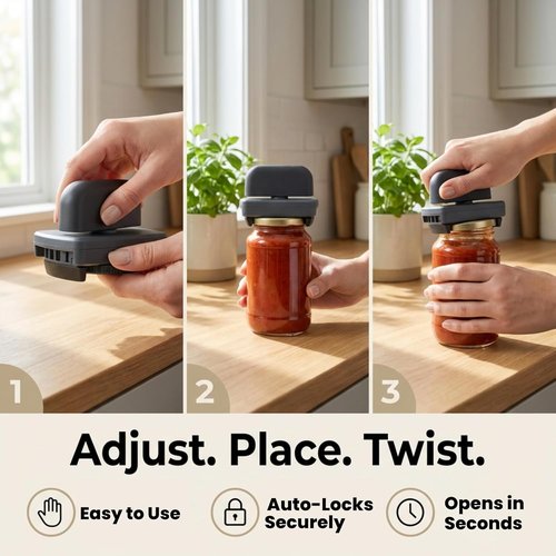 Jokari Easy Grip Jar Opener - Adjustable Design for Effortless Lid Opening | Perfect for Arthritis & Weak Grip