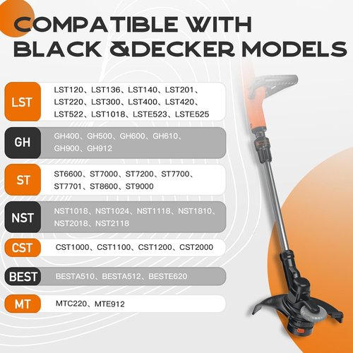 AF-100 Weed Eater Spool - Compatible with Black and Decker BESTA510, LST522, LSTE525 | 30ft, 0.065” | 3-Pack