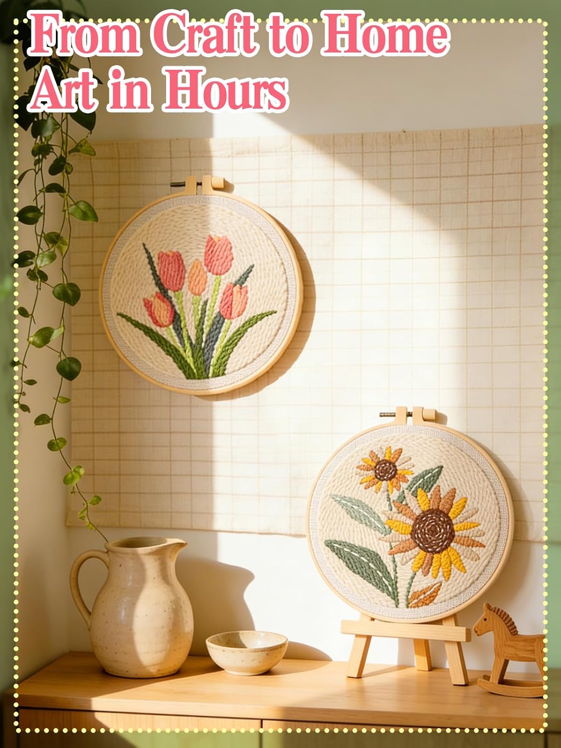 Tulip Punch Needle Kit for Beginners - Step-by-Step Guide & Video, Complete with Fabric, Hoop, Needle, and Yarns