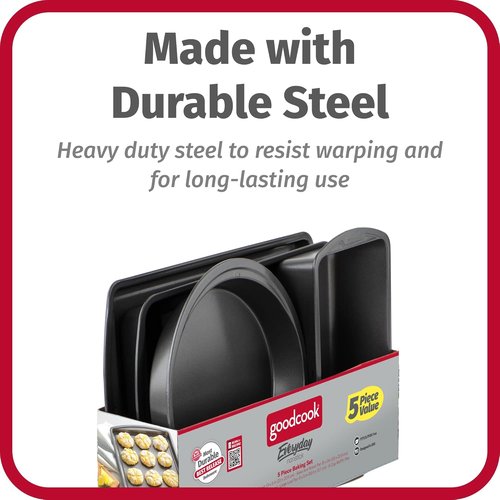 GoodCook Everyday Nonstick Bakeware Set - 5-Piece Durable Gray Baking Essentials