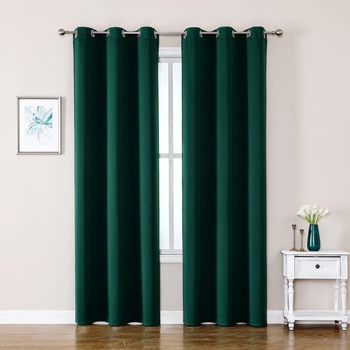 ChrisDowa Blackout Curtains - Thermal Insulated Grommet Room Darkening Panels | 42 x 78 Inch, Forest Green