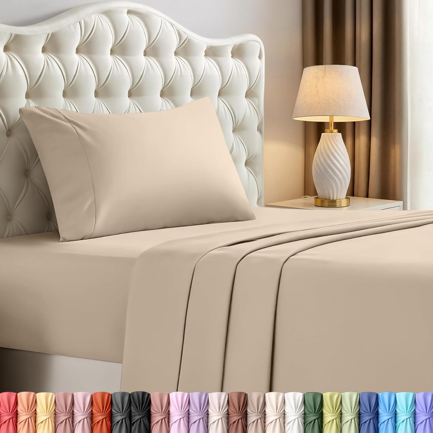 Utopia Bedding Twin Sheet Set - Soft, Breathable Microfiber 3-Piece Bed Sheets | Oeko-Tex Certified (Sand)