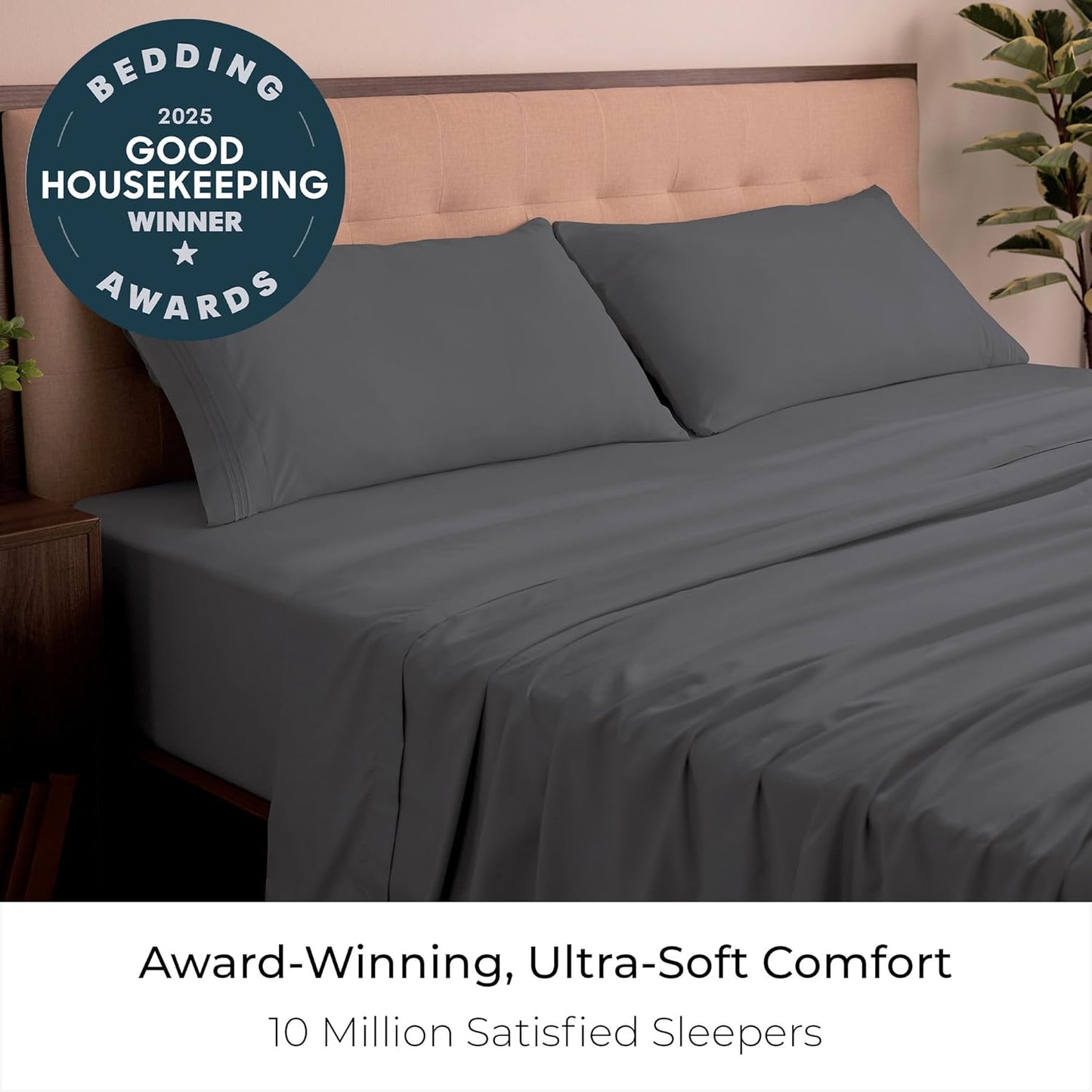 Mellanni King Sheets Set - 4 PC Hotel Luxury Bedding | Extra Soft, Cooling, Wrinkle-Resistant (Gray)