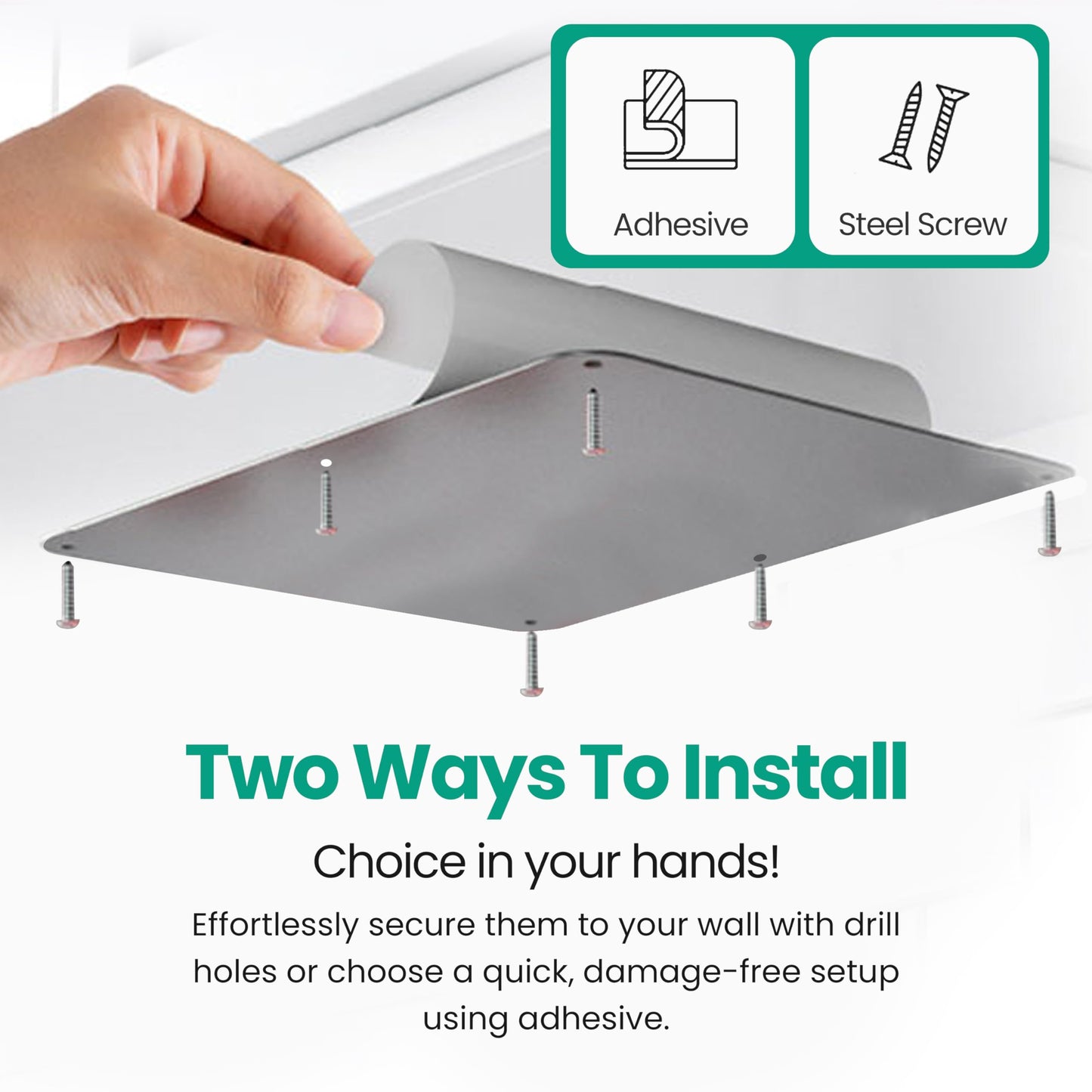 17.5inchX11.5inch Large Stainless Steel Plate for Magnets, 3M Adhesive Back, Mounting Screws, Ideal for Magnetic Shelf, Spice Holders, Colorful Magnets as a Gift. Mount Anywhere! (Silver, 1 Pack)