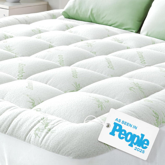 Niagara Sleep Solution Ultra Soft Mattress Topper - Bamboo Pillow Top for Back Pain Relief | Queen Size, Naturally Cooling, Fits 6-18" Mattresses, 600GSM