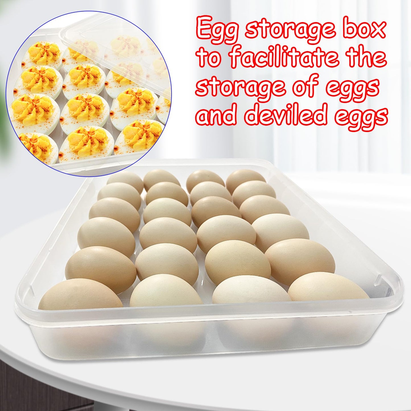 Jgalnim 3Pack Egg Trays,Deviled Egg Containers with Lid,Egg Container Carrier,Refrigerator Portable Egg Trays for 72 Eggs Storge Holder Easter Day Thanksgiving Party Home Kitchen Supplies