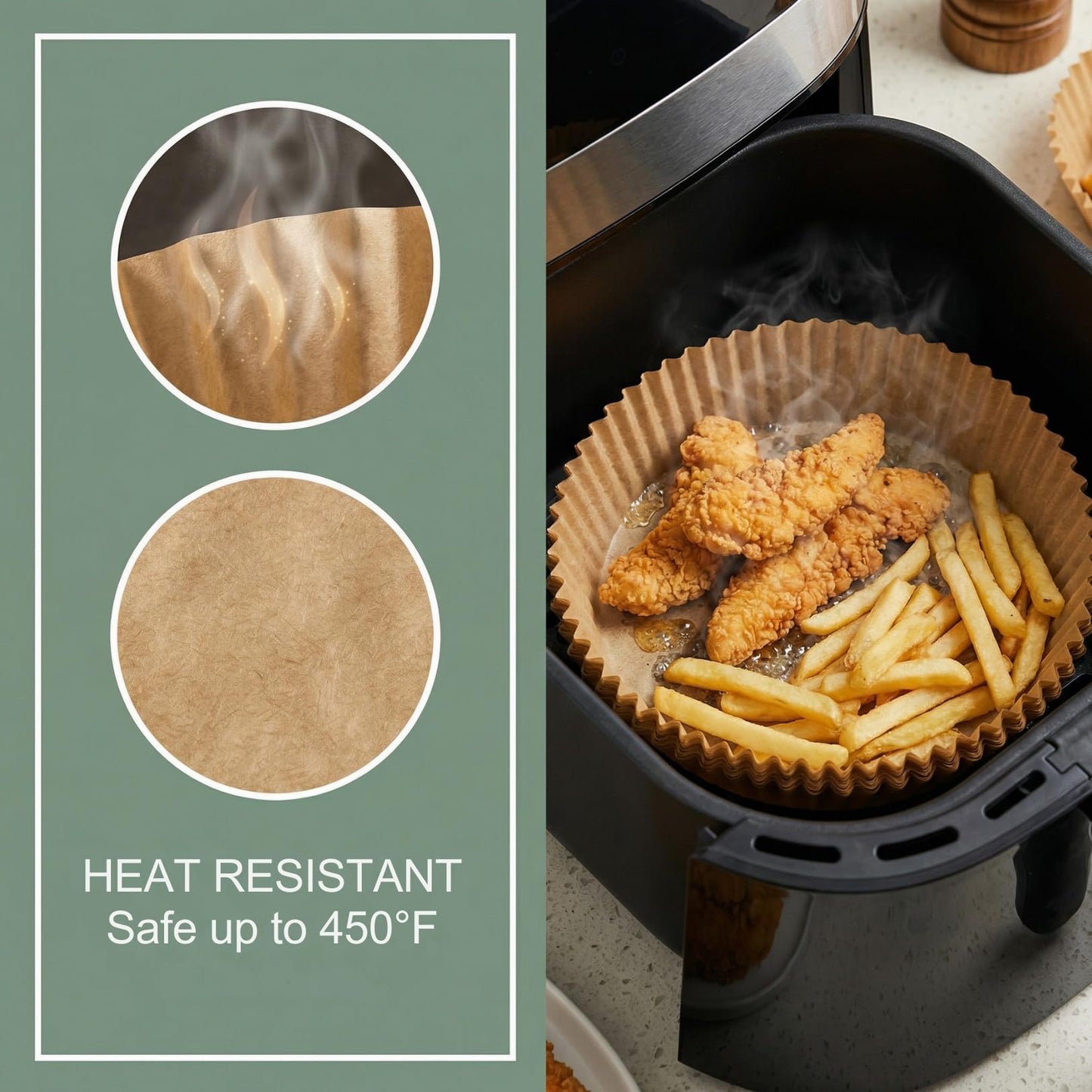Air Fryer Paper Liners,100PCS Natural Parchment Paper for Air Fryer,Oil-proof Water-proof, Food Grade Parchment for AirFryer, Steamer, Microwave Etc (round 6.3 inch)