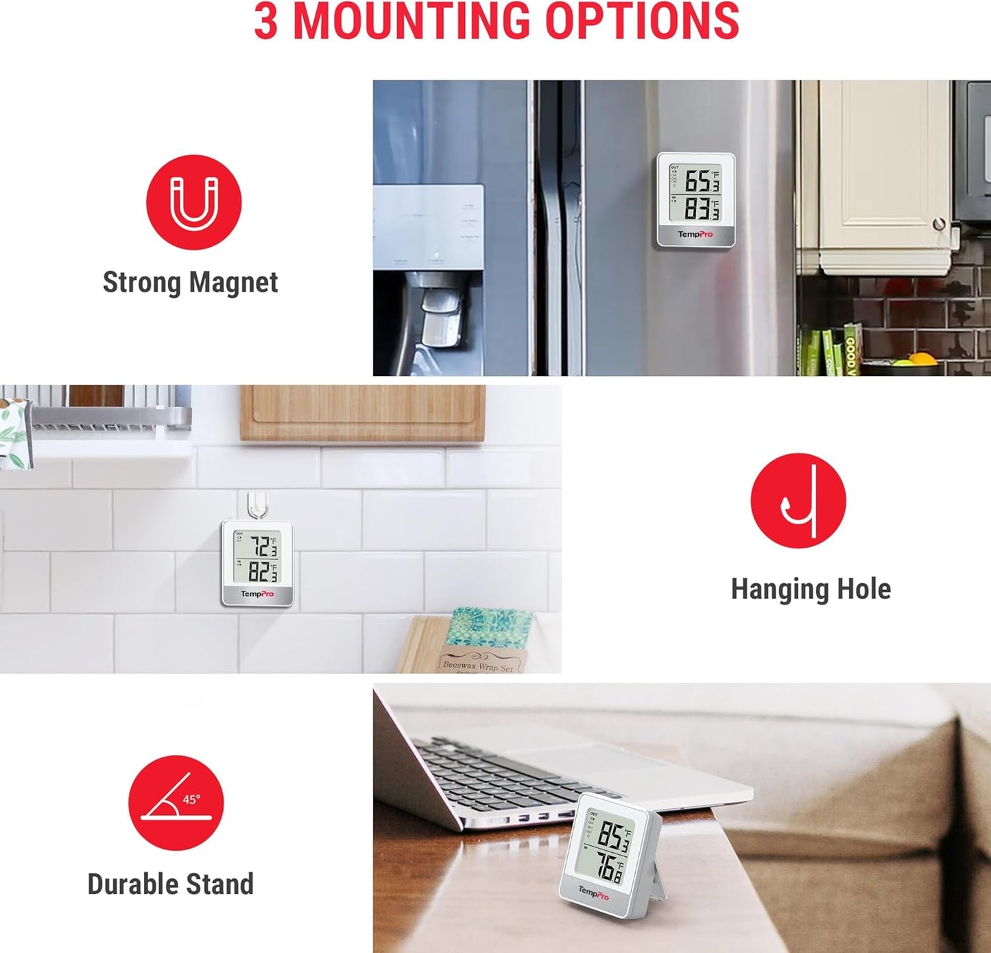 TempPro Wireless Indoor Outdoor Thermometer - 500FT Range Temperature Monitor for Home & Greenhouse