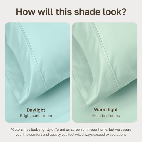 California Design Den Queen Size Bed Sheets Set - 100% Cotton, 400 Thread Count, Smooth Sateen Finish, Seafoam Color