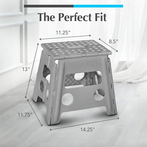 Handy Laundry Folding Step Stool - Lightweight & Sturdy for Adults and Kids - Easy One-Flip Design | Grey - 13 Inch