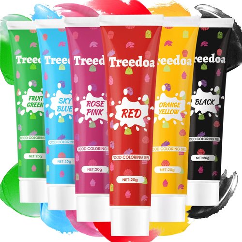 Gel Food Coloring Set,20g x 6 Colors Dye Free Food Coloring Food Grade Concentrated Liquid Gel Vibrant Cake Food Dye Color for Easter Eggs Cake Decorating Baking Icing Cooking Fondant-0.7 Fl.oz/Bottle