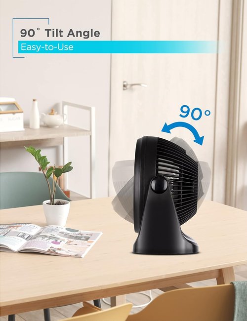 BLACK+DECKER 7-Inch Portable Turbo Fan - 3-Speed Desktop Cooling with 90° Tilt Angle, Black