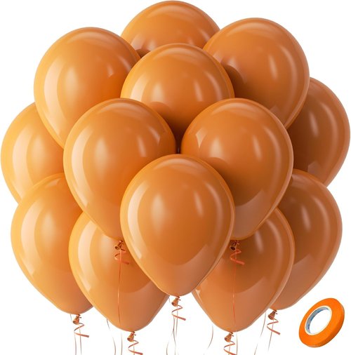 Bezente Burnt Orange Balloons - 100 Pack 12-Inch Round Latex Balloons for Autumn-Themed Parties