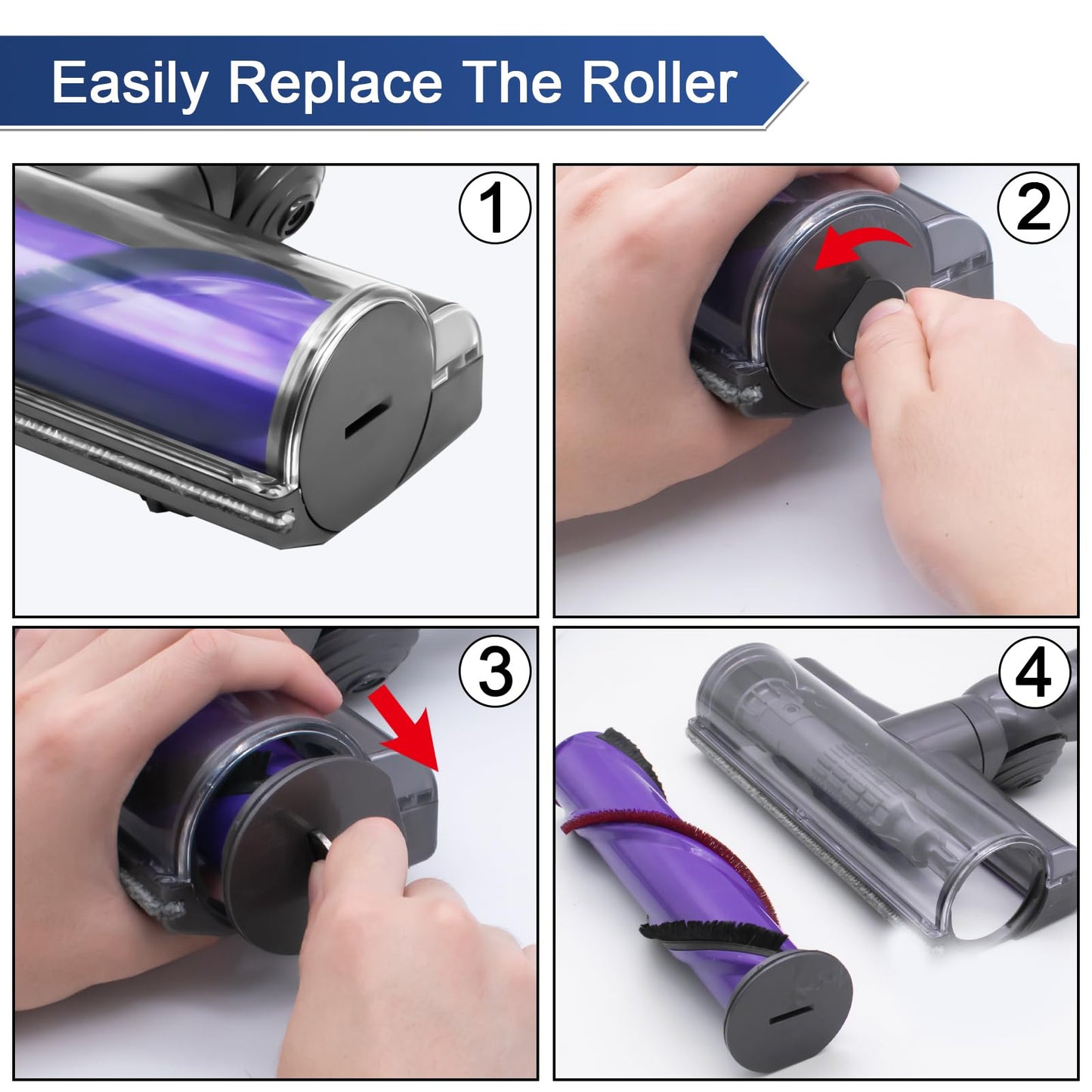 Garbage fighter Quick-Release Motorhead Cleaner for Dyson V7 V8 V10 V11 V15 Vacuum Cleaner Head SV10 SV11 SV12 SV14 Replacement Part Electric Head for Hardwood Floor Carpets Replacement Part 967483-04